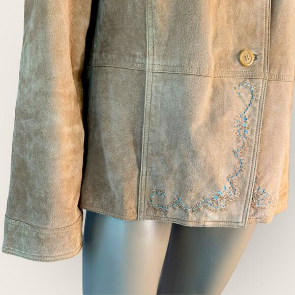 Brandon Thomas Vintage Suede Leather Button Up Jacket Western Women Size M Tan - Picture 8 of 15